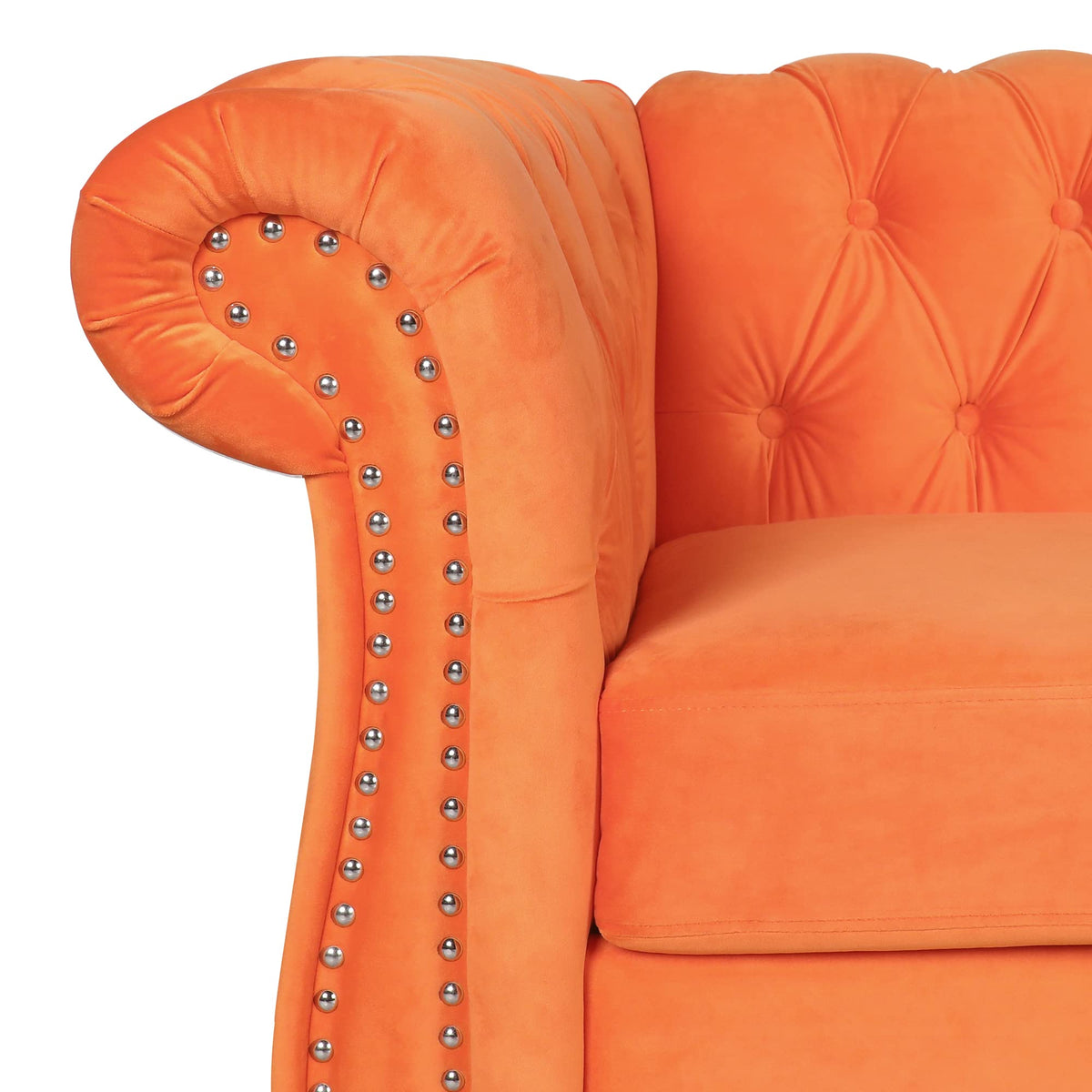 Orange Velvet Chesterfield Loveseat Sofa H4238