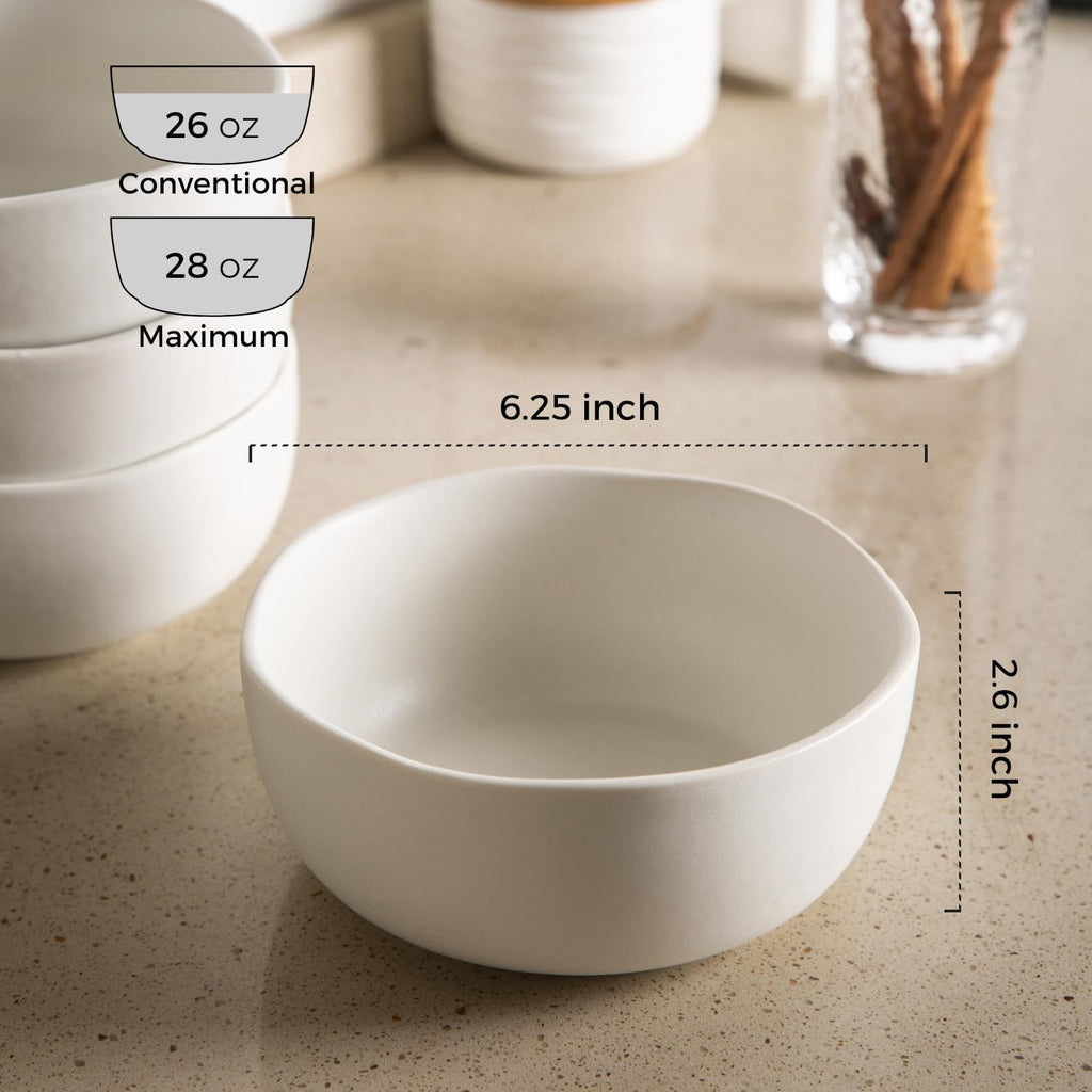 28oz Stoneware Cereal Bowls Set of 4 Matte White G766164