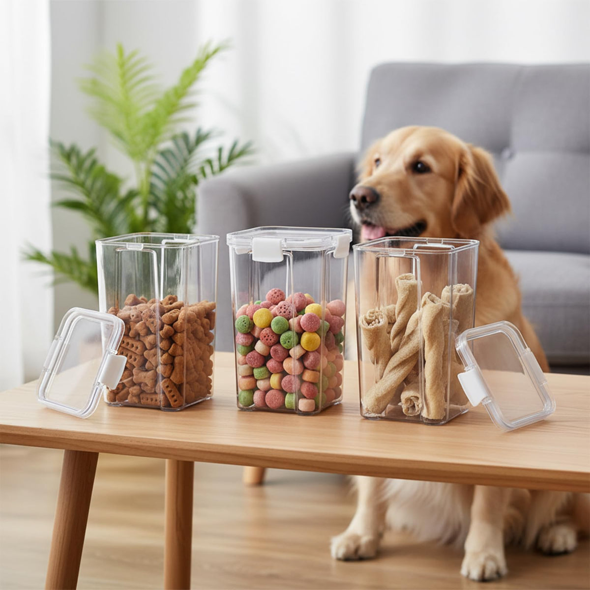 3 Pack Airtight Pet Food Storage Containers with Locking Clips H471126