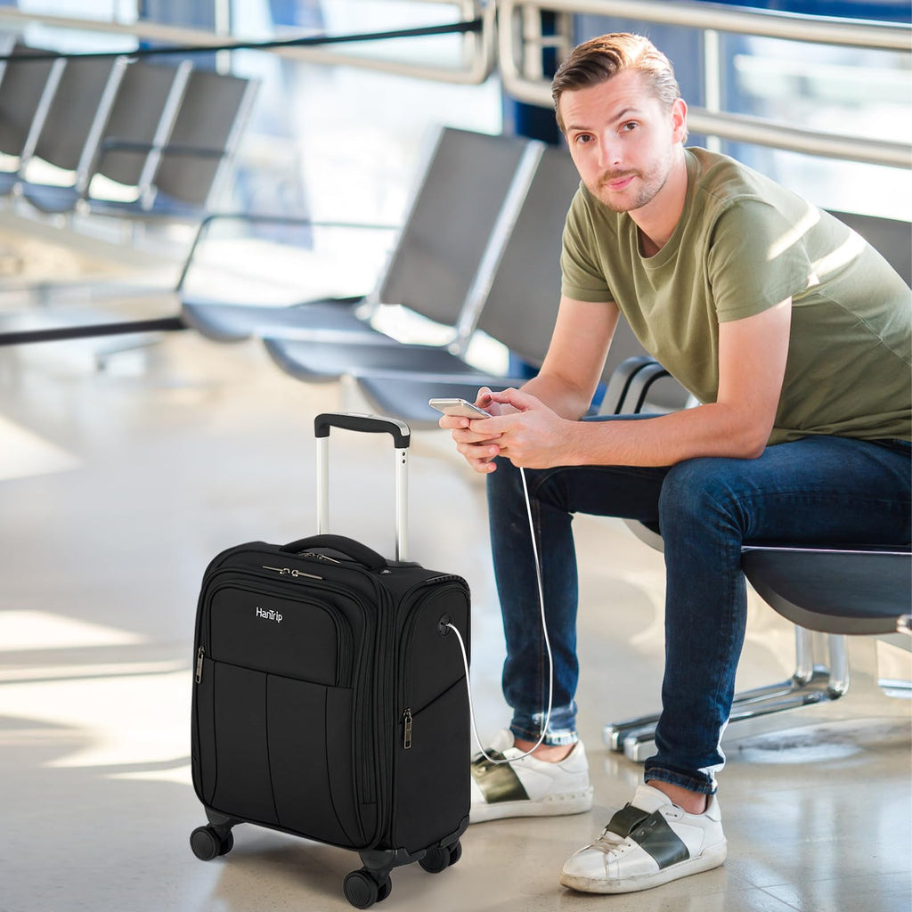 16 Inch Underseat Carry On Luggage with Spinner Wheels, Black A36890