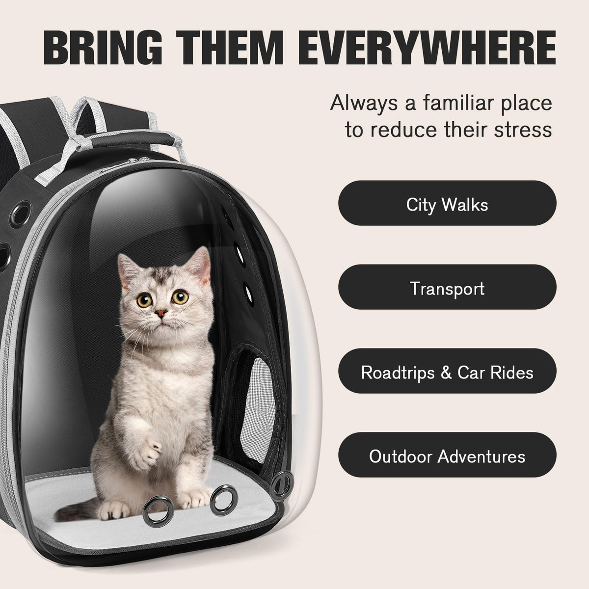 Black Cat Pet Carrier Backpack L689