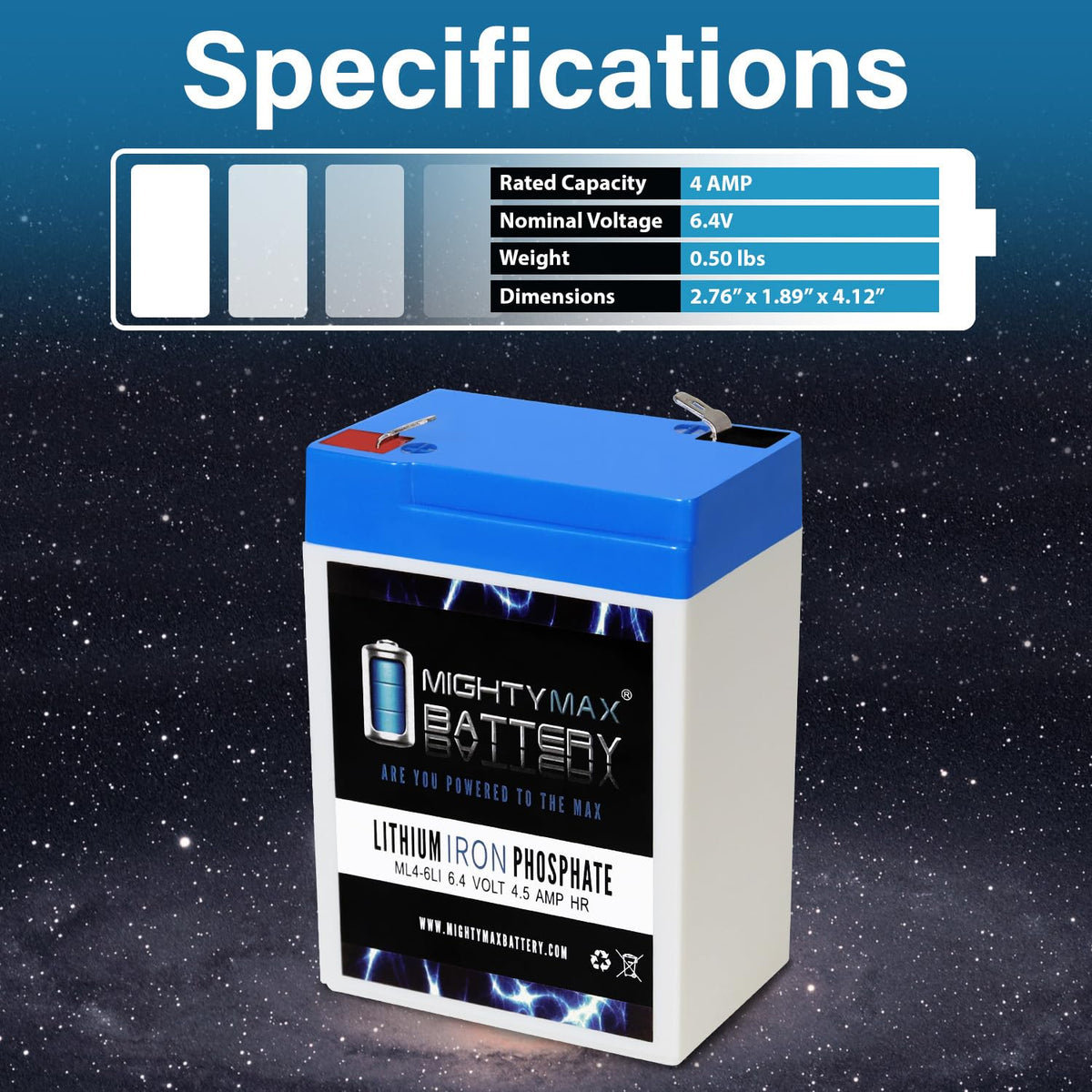 6V 4.5AH Lithium Replacement Battery O39456