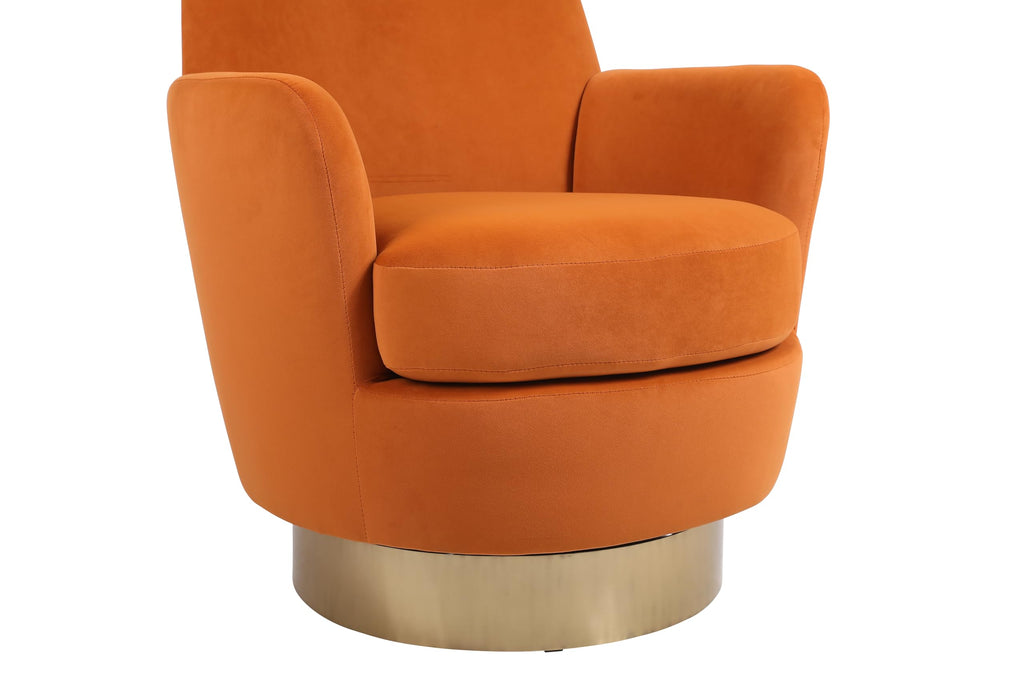 Orange Velvet Swivel Tufted Armchair J806
