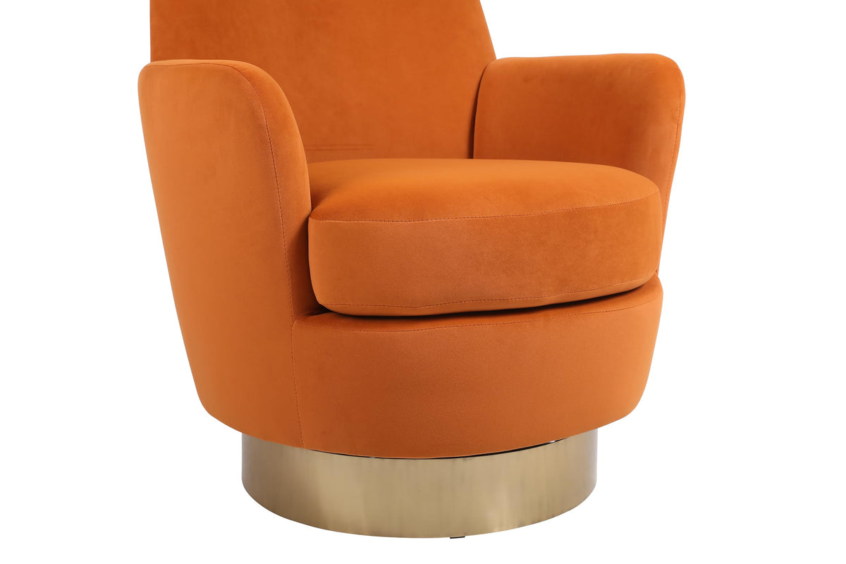 Orange Velvet Swivel Tufted Armchair J806