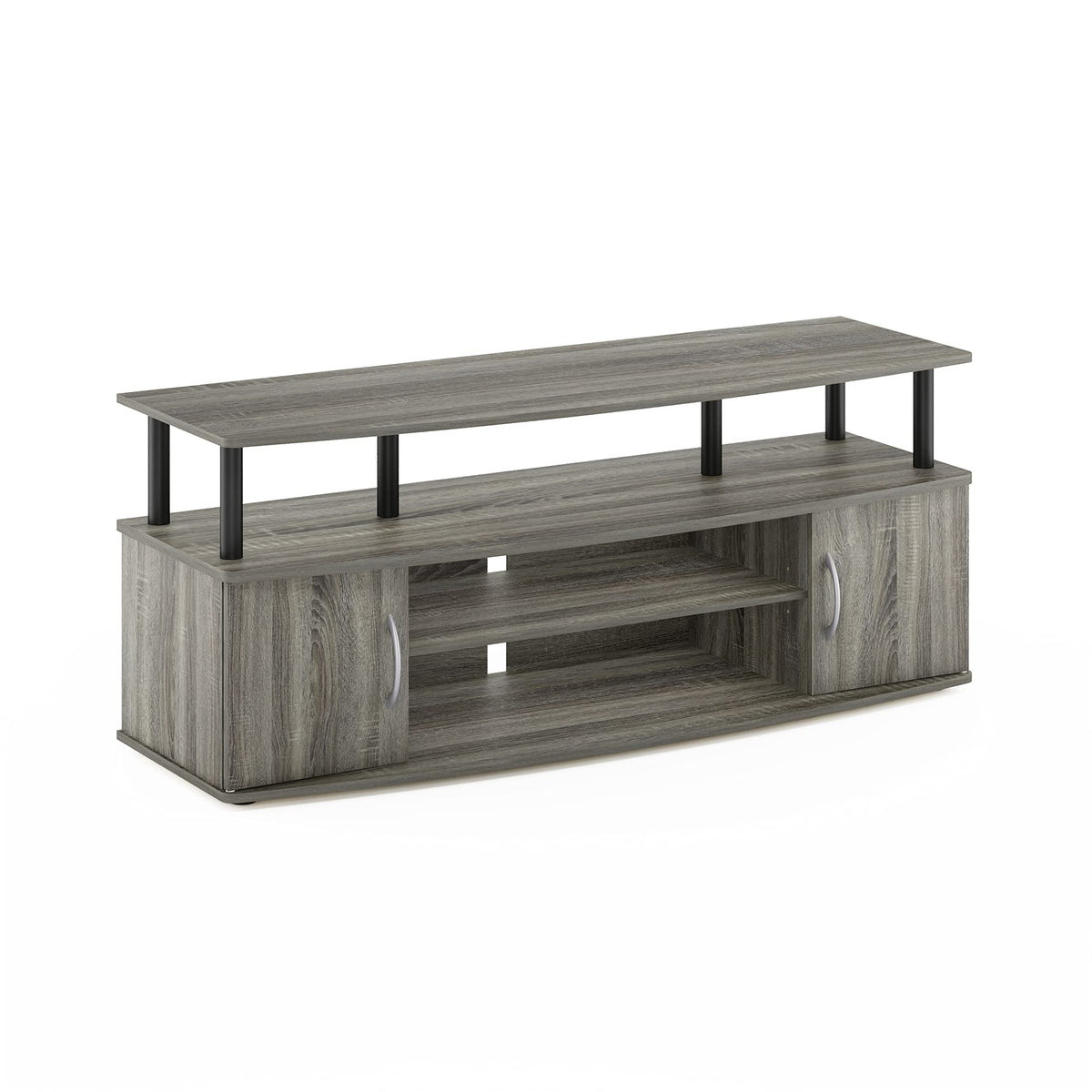 French Oak Grey/Black Entertainment Stand for TV Up to 55 Inch O714123