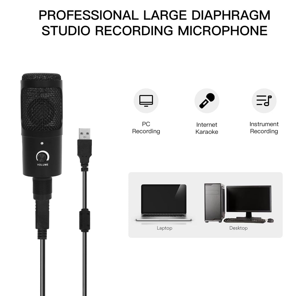 USB Condenser Microphone Kit with Scissor Arm, Shock Mount and Pop Filter E3669