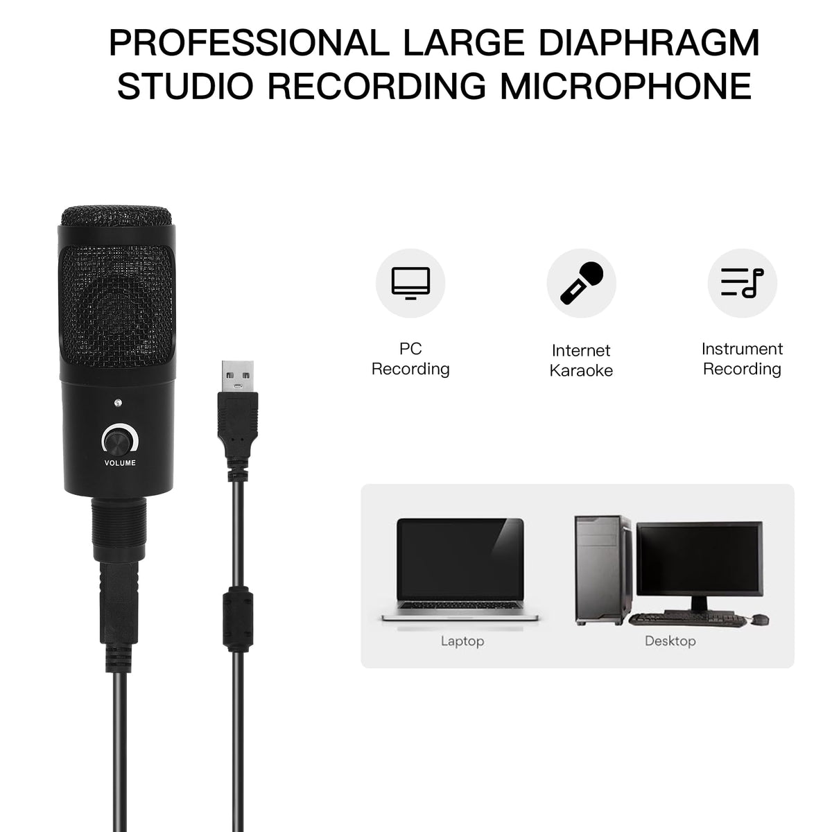 USB Condenser Microphone Kit with Scissor Arm, Shock Mount and Pop Filter E3669