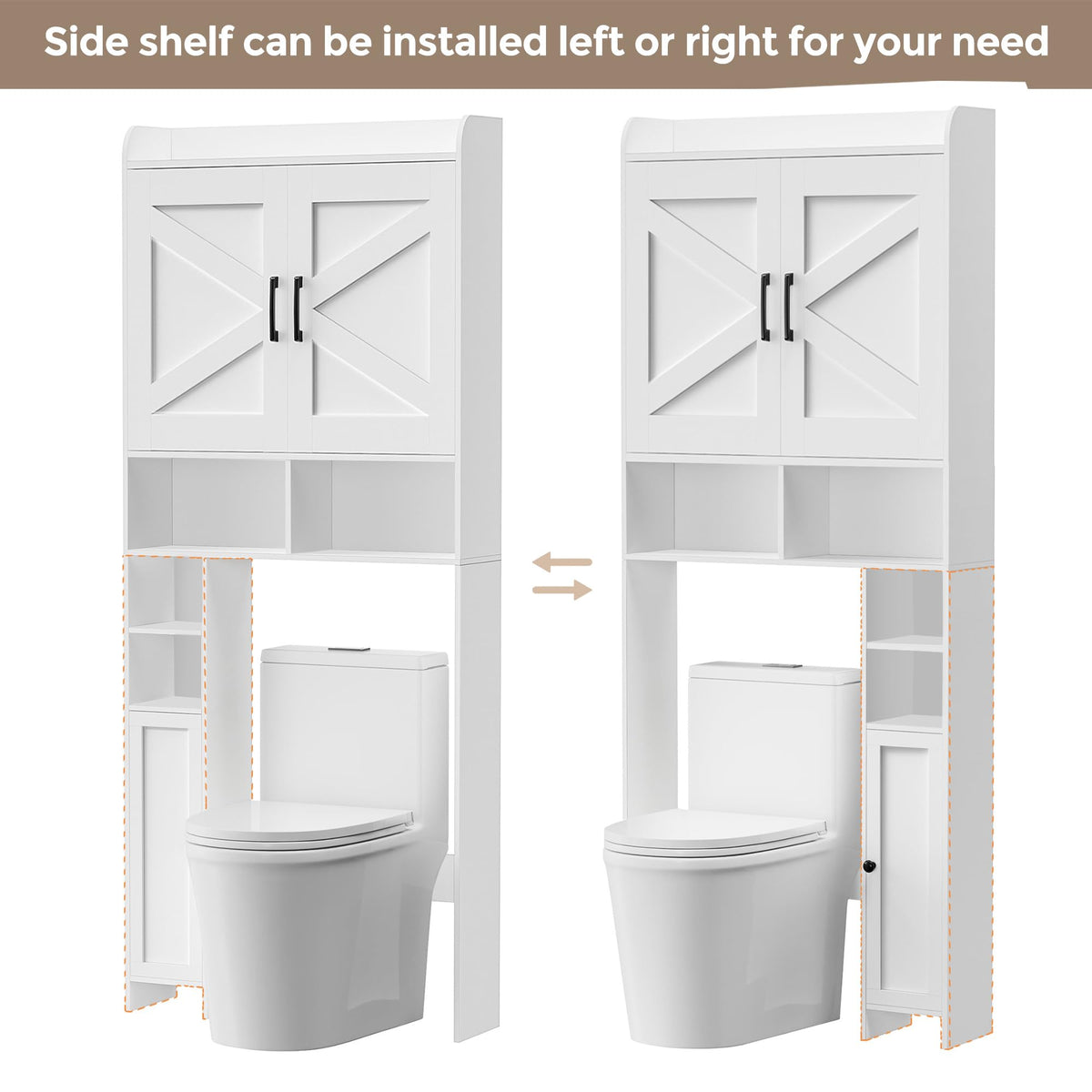 Wooden Over The Toilet Storage Cabinet with Barn Door H529414