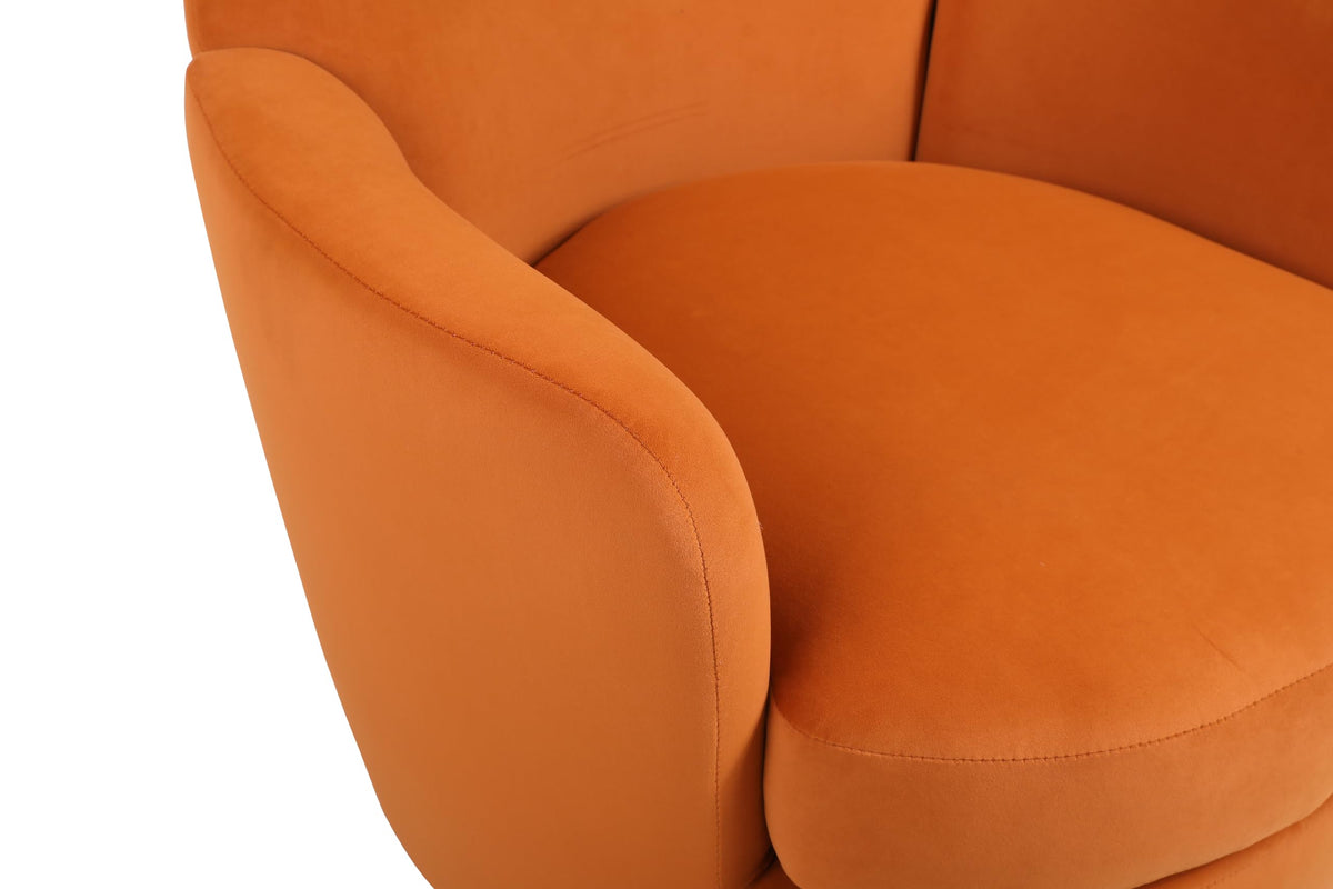 Orange Velvet Swivel Tufted Armchair J806