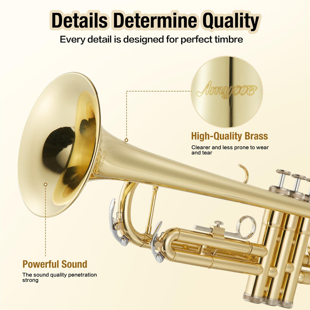 Gold Lacquer Brass Trumpet with Case and Mouthpiece O797