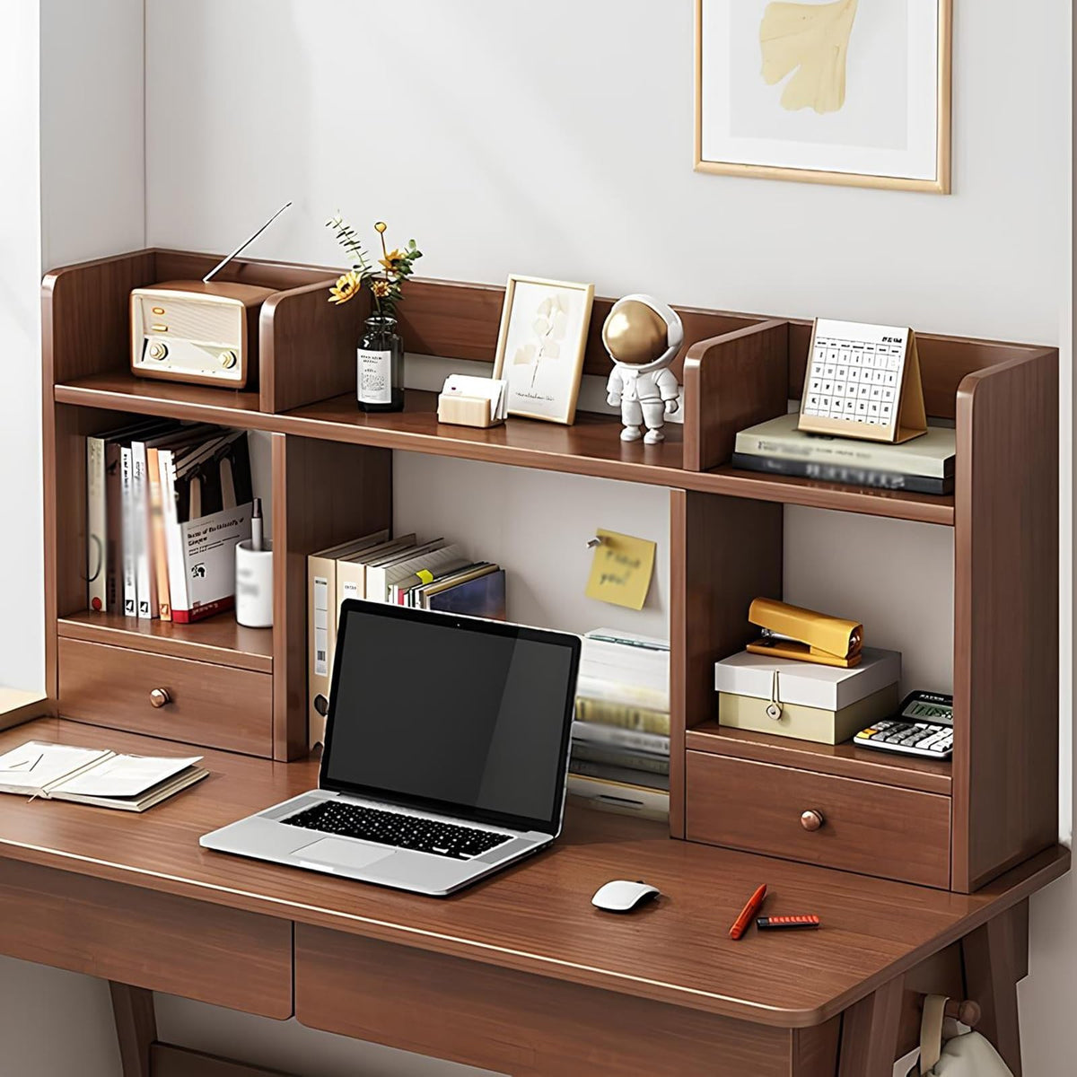 White Desktop Bookshelf Wood Storage Rack J13186