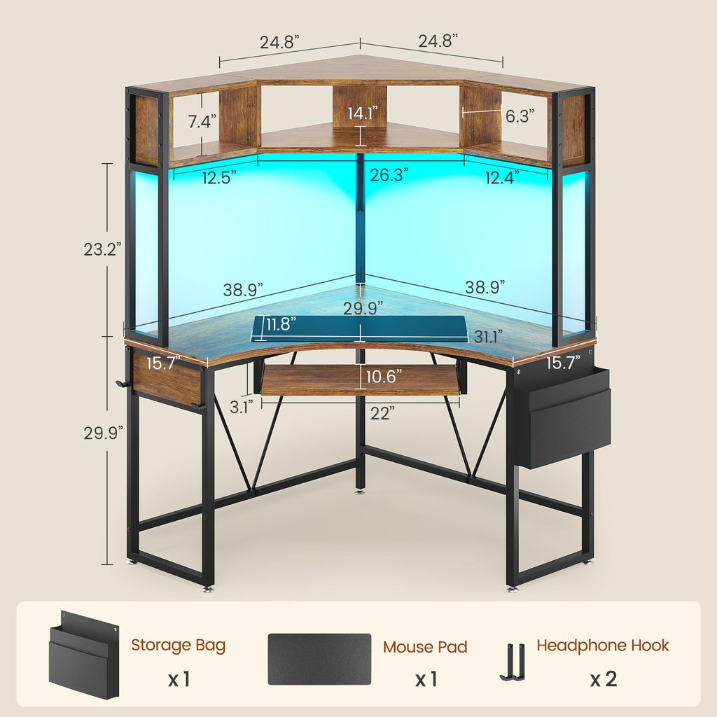 39" Corner Desk with Hutch V62212