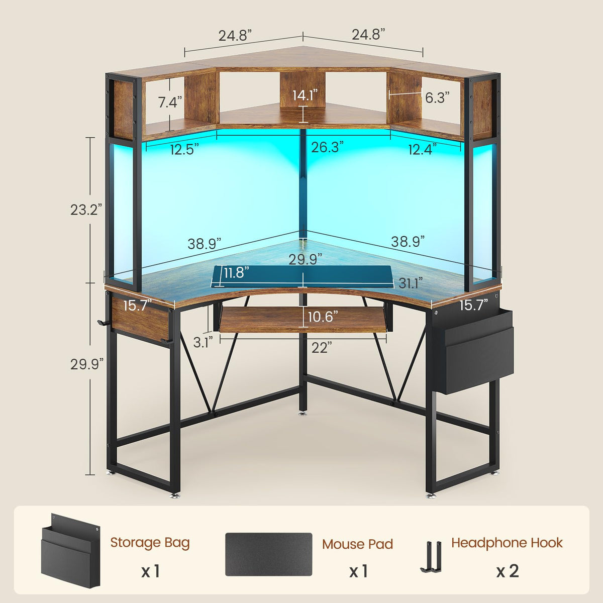 39" Corner Desk with Hutch V62212