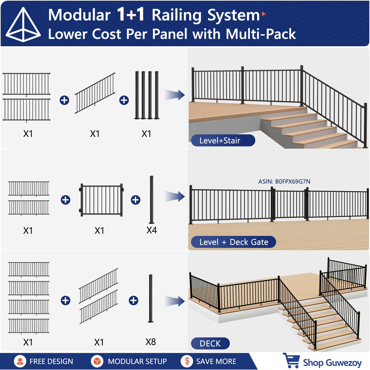 6 ft W Real Aluminum Stair Railing Kit Z182339