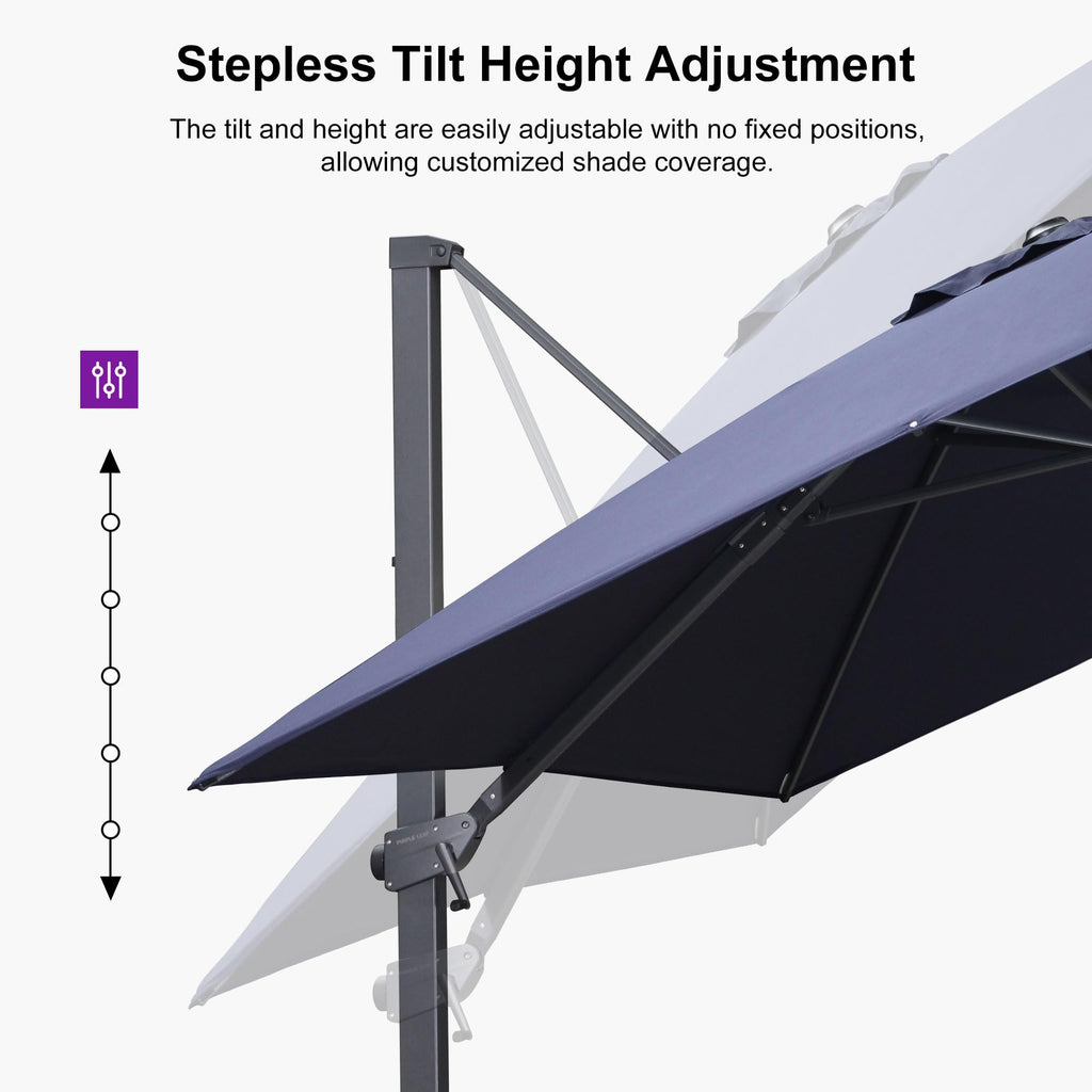 Navy Blue Cantilever Umbrella with Base R374