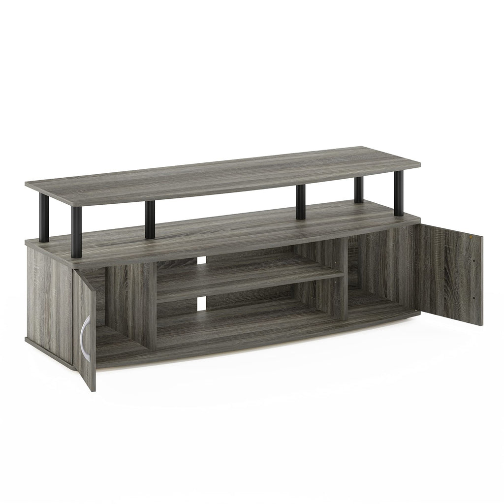 French Oak Grey/Black Entertainment Stand for TV Up to 55 Inch O714123