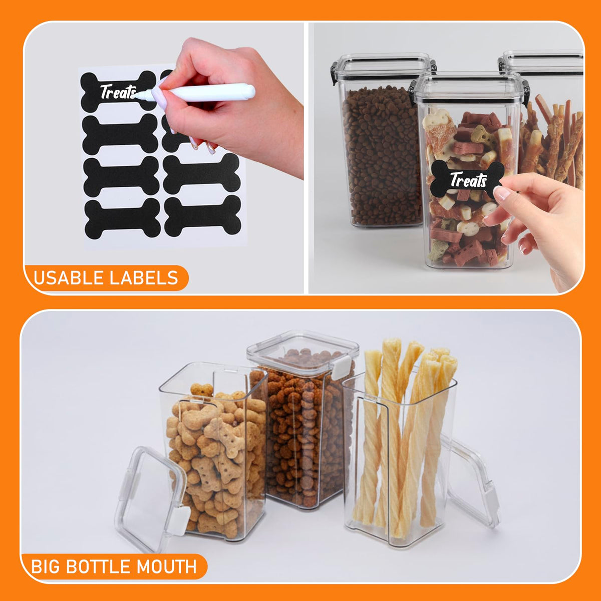 3 Pack Airtight Pet Food Storage Containers with Locking Clips H471126