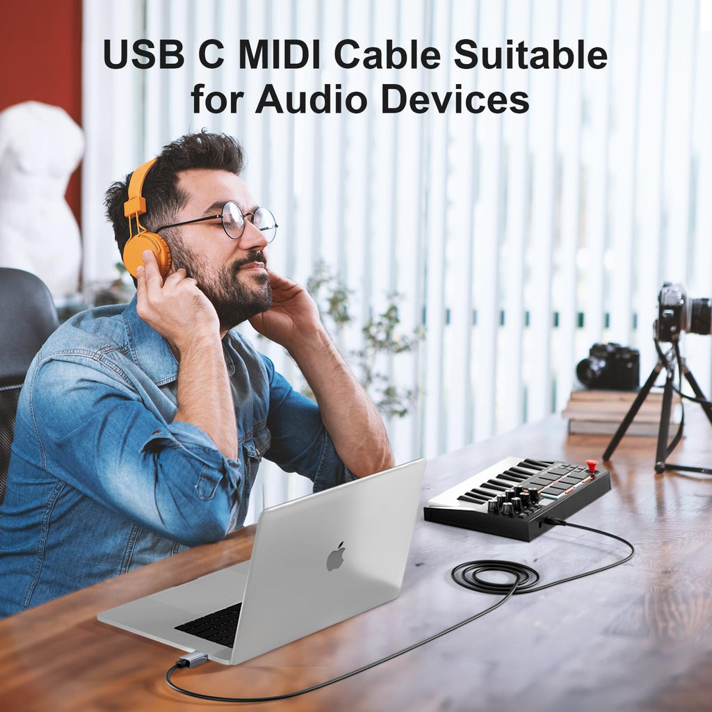 USB C to USB 2.0 MIDI Cable 5FT Black H638537