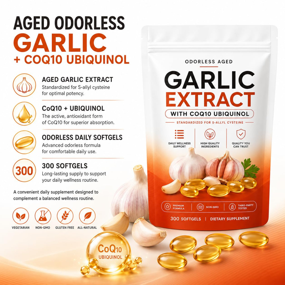 7500mg Odorless Aged Garlic Extract Softgels E87138