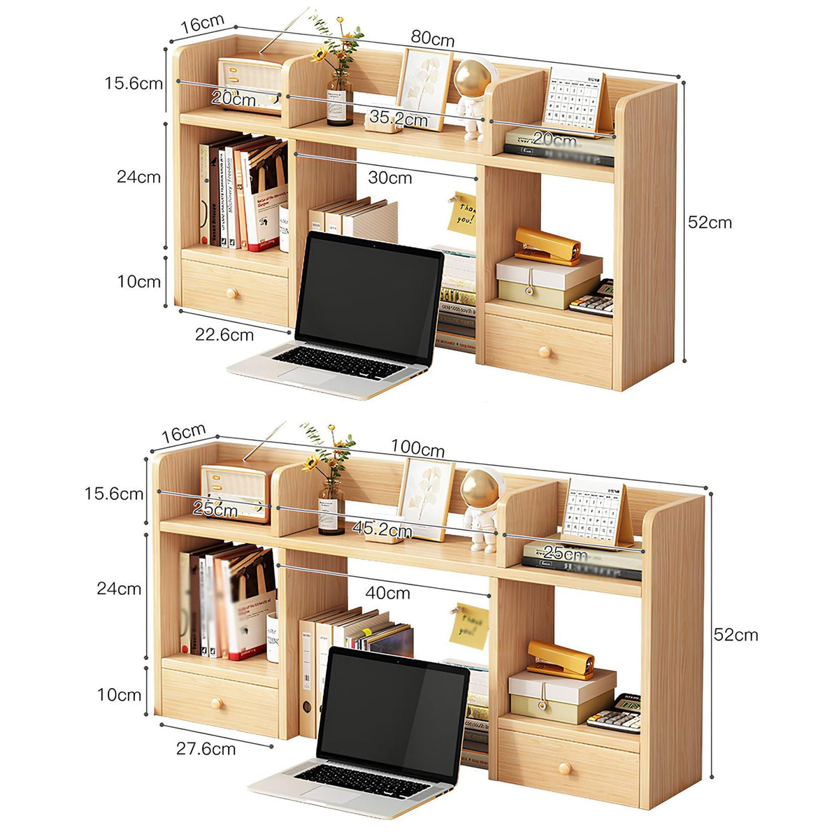 White Desktop Bookshelf Wood Storage Rack J13186