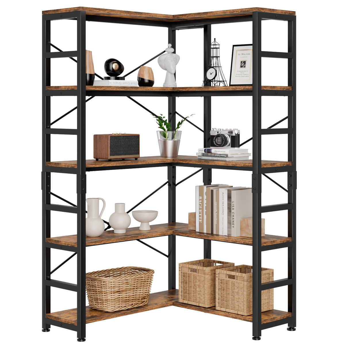 5-Tier L-Shaped Corner Bookshelf A748782