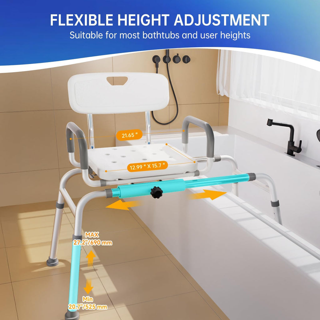 360° Swivel Adjustable Transfer Shower Chair with EVA Seat M7965