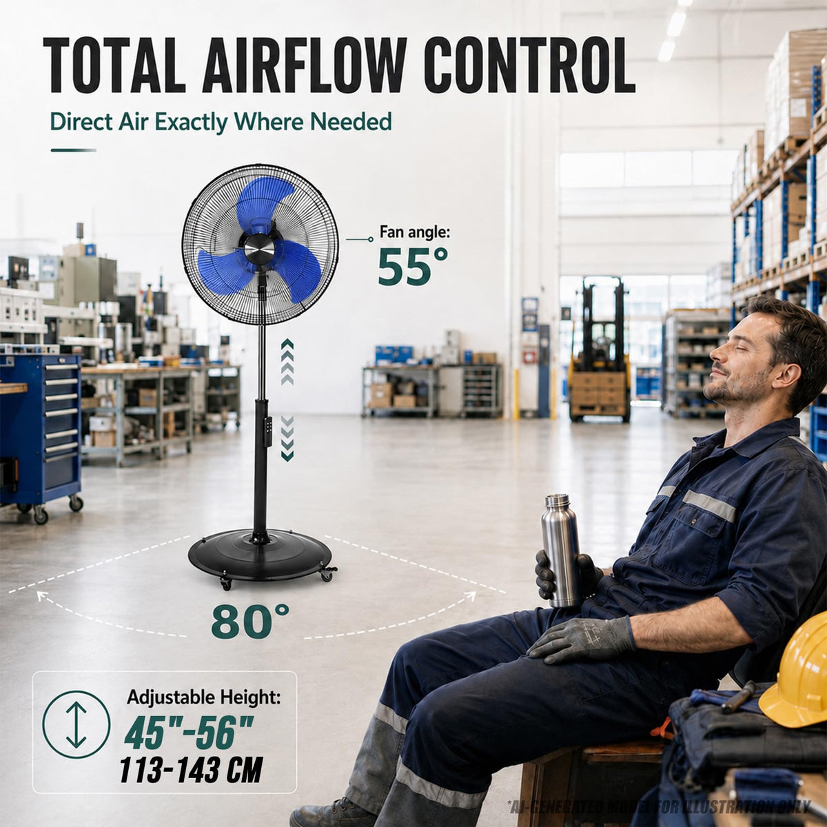 20 Inch Oscillating Pedestal Fan with Remote Control Y600275
