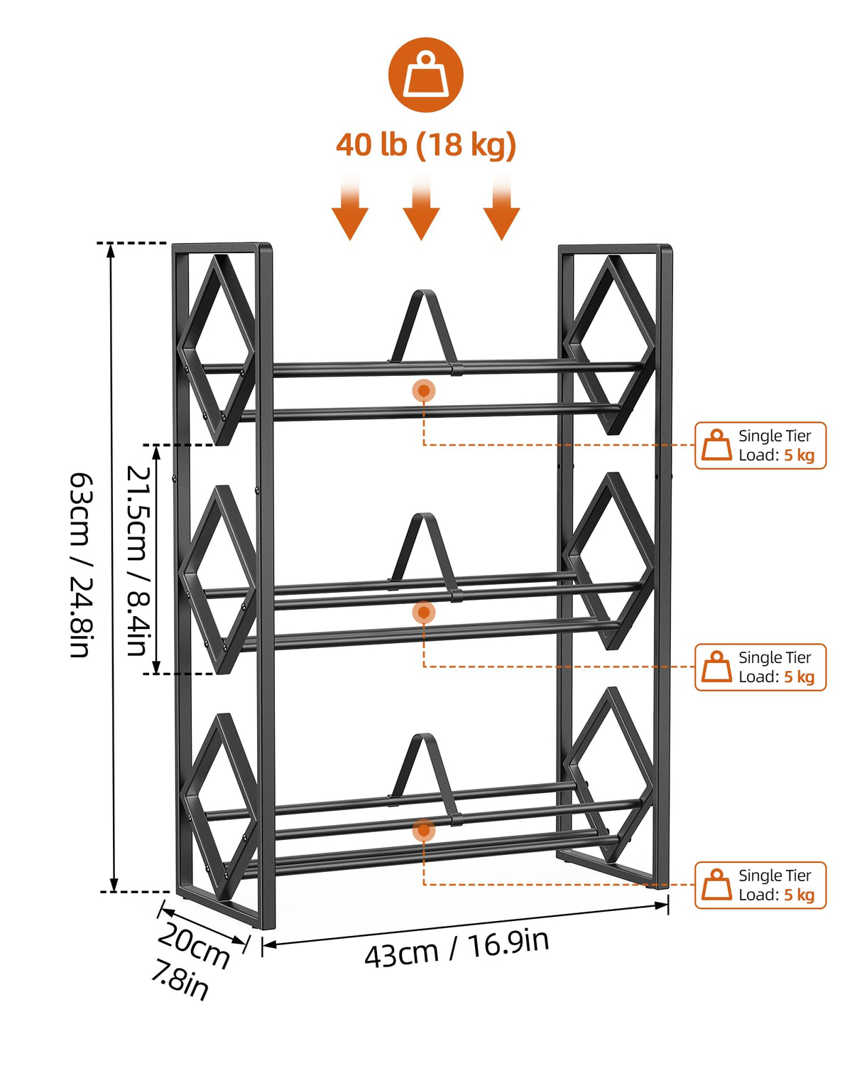 3-Tier CD Storage Metal Display Shelf with Adjustable Divider C4277