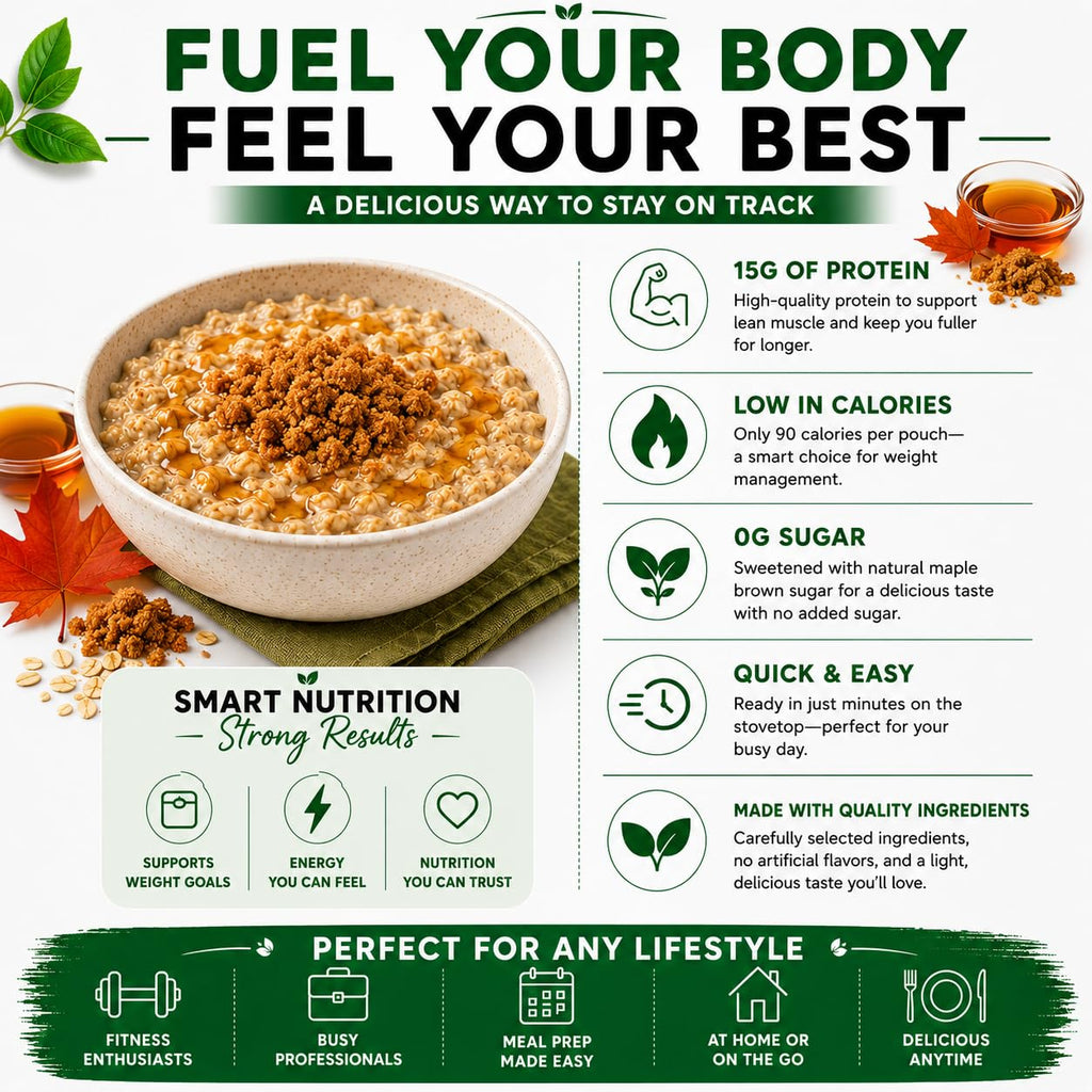 High Protein Instant Oatmeal Mix, 15g Protein, 7 Servings, Maple Brown Sugar F783