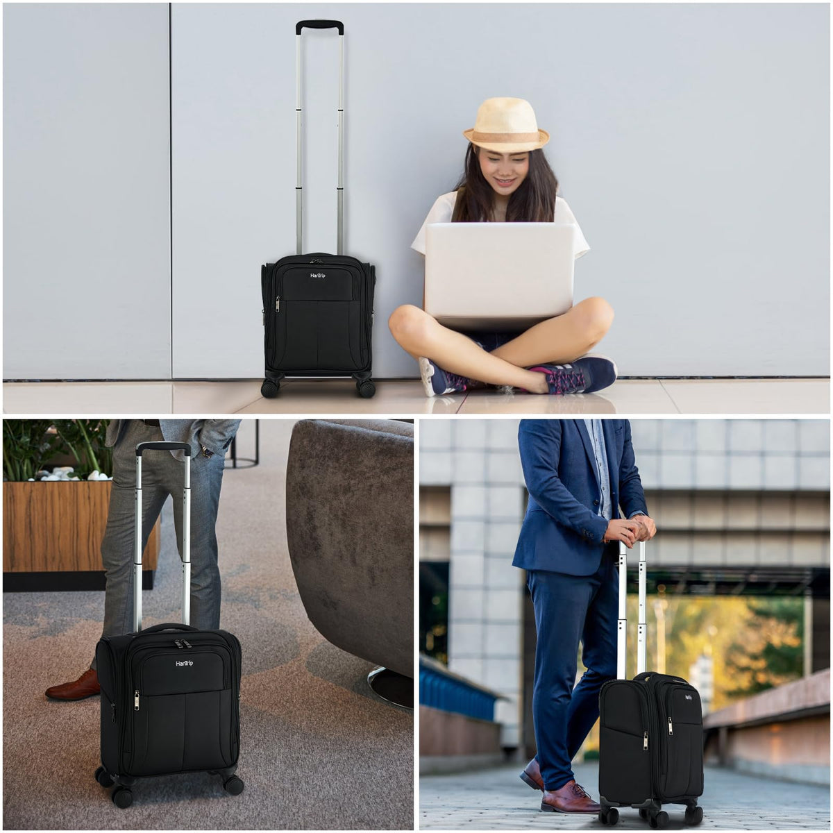 16 Inch Underseat Carry On Luggage with Spinner Wheels, Black A36890