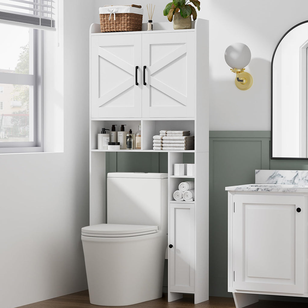 Wooden Over The Toilet Storage Cabinet with Barn Door H529414