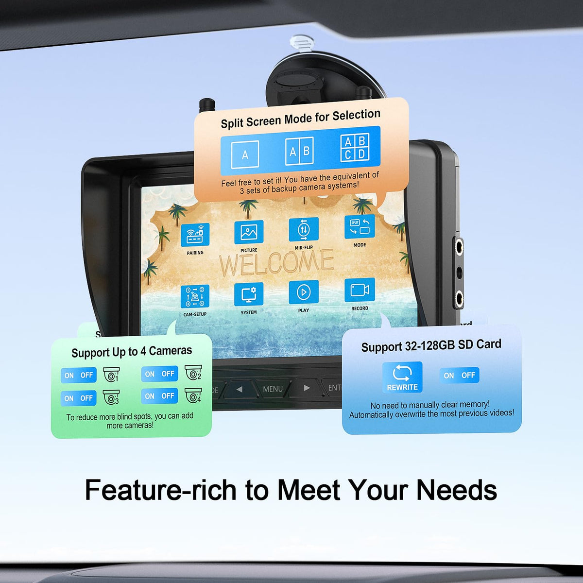 7" Wireless Backup Camera System S903