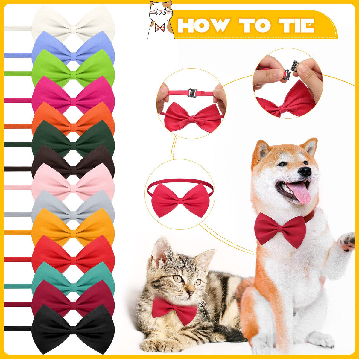 120 Pcs Dog Bow Ties with Adjustable Collar B924274