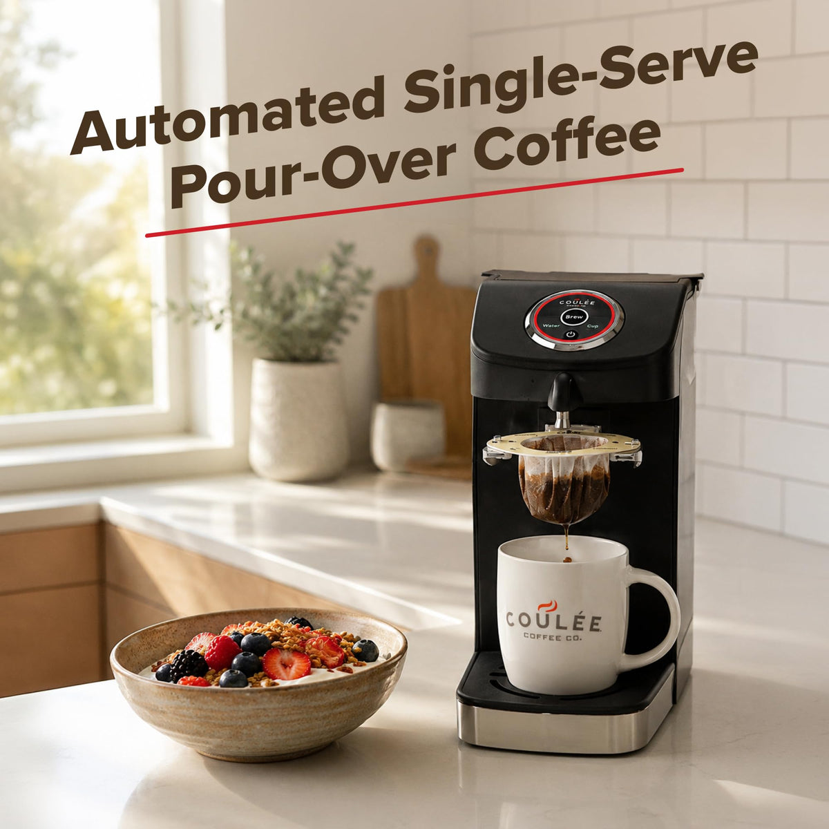 Single Serve Pour Over Coffee Maker Stainless Steel Black N2194