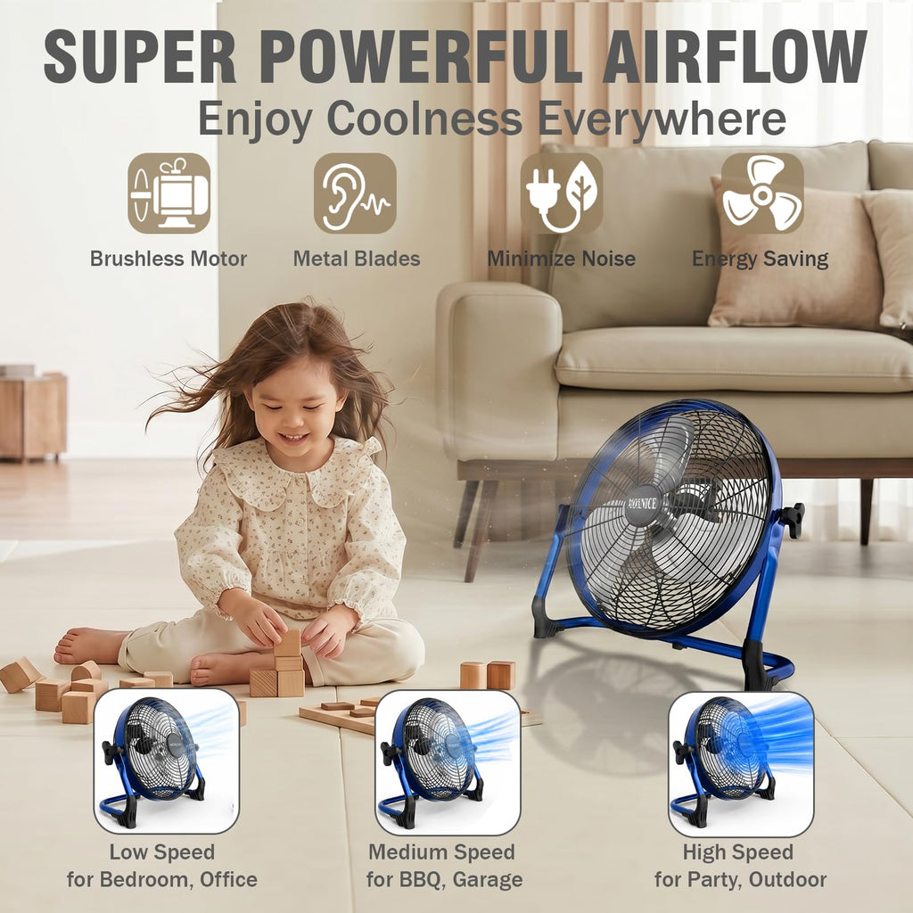20" Portable Rechargeable Battery Operated Floor Fan F129