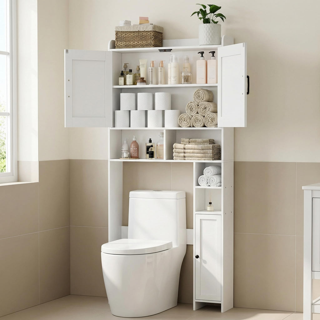 Wooden Over The Toilet Storage Cabinet with Barn Door H529414