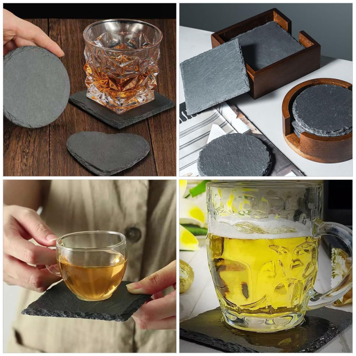 Natural Stone Coasters 12pcs with Non Slip Bottom B71473