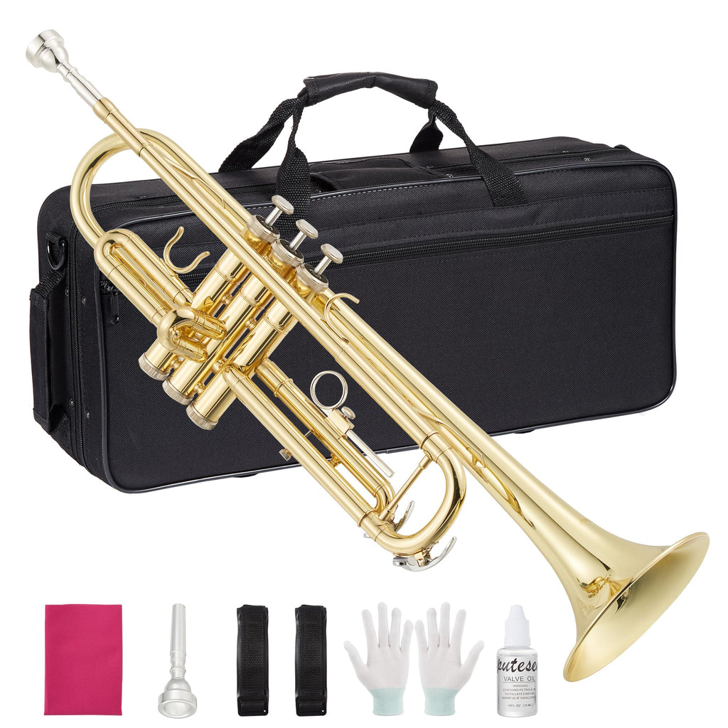 Gold Lacquer Brass Trumpet with Case and Mouthpiece O797