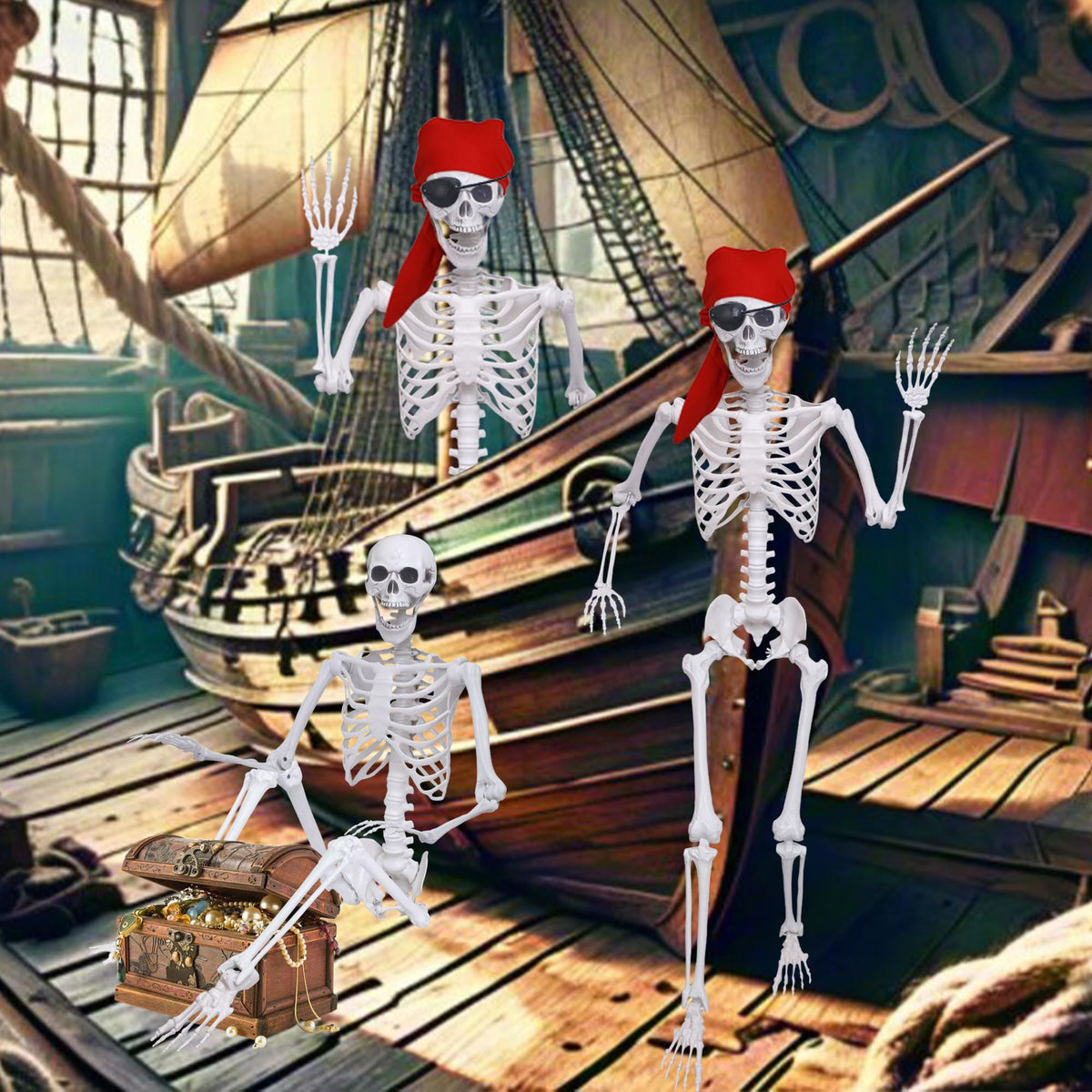 5.4Ft Posable Life Size Skeletons with Movable Joints U8837