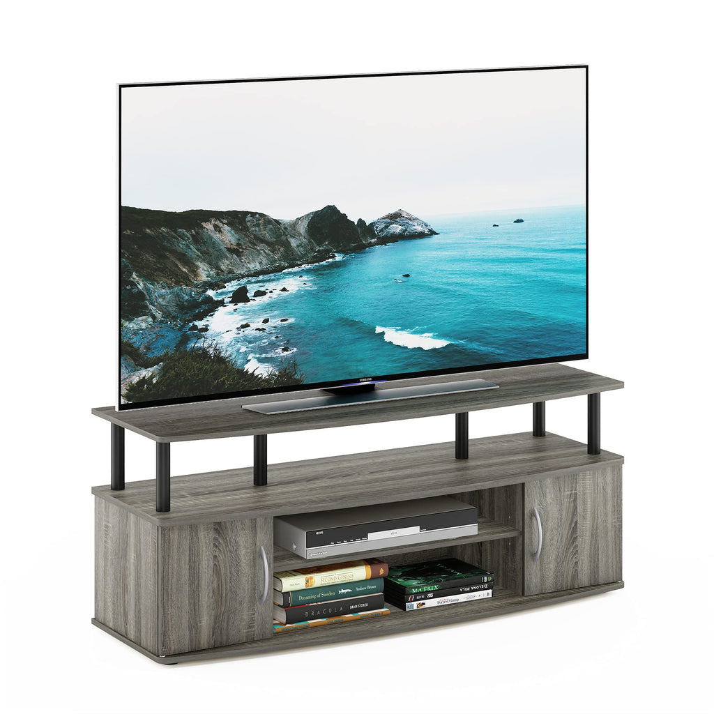 French Oak Grey/Black Entertainment Stand for TV Up to 55 Inch O714123