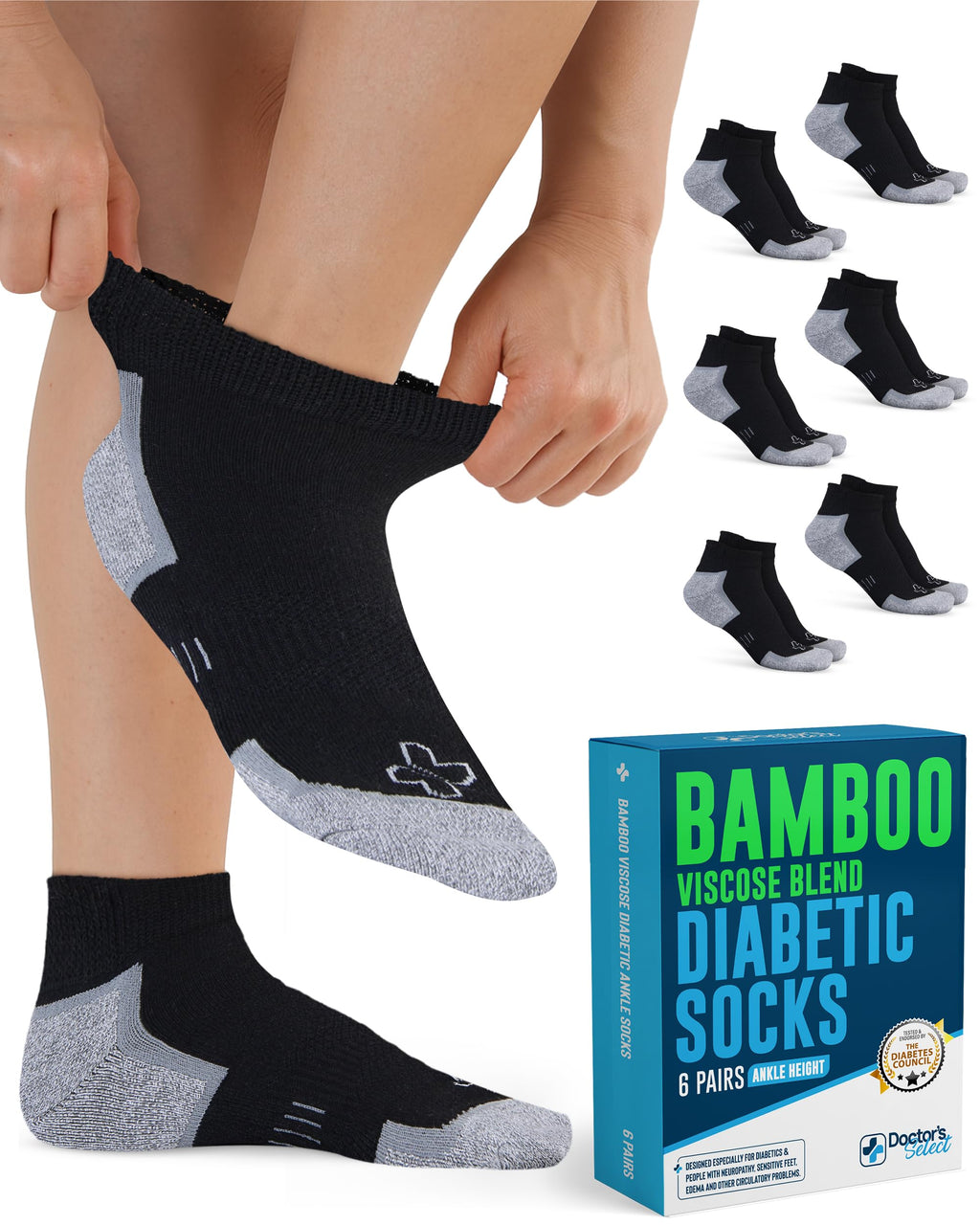 Bamboo Viscose Diabetic Socks 6 Pairs T63021