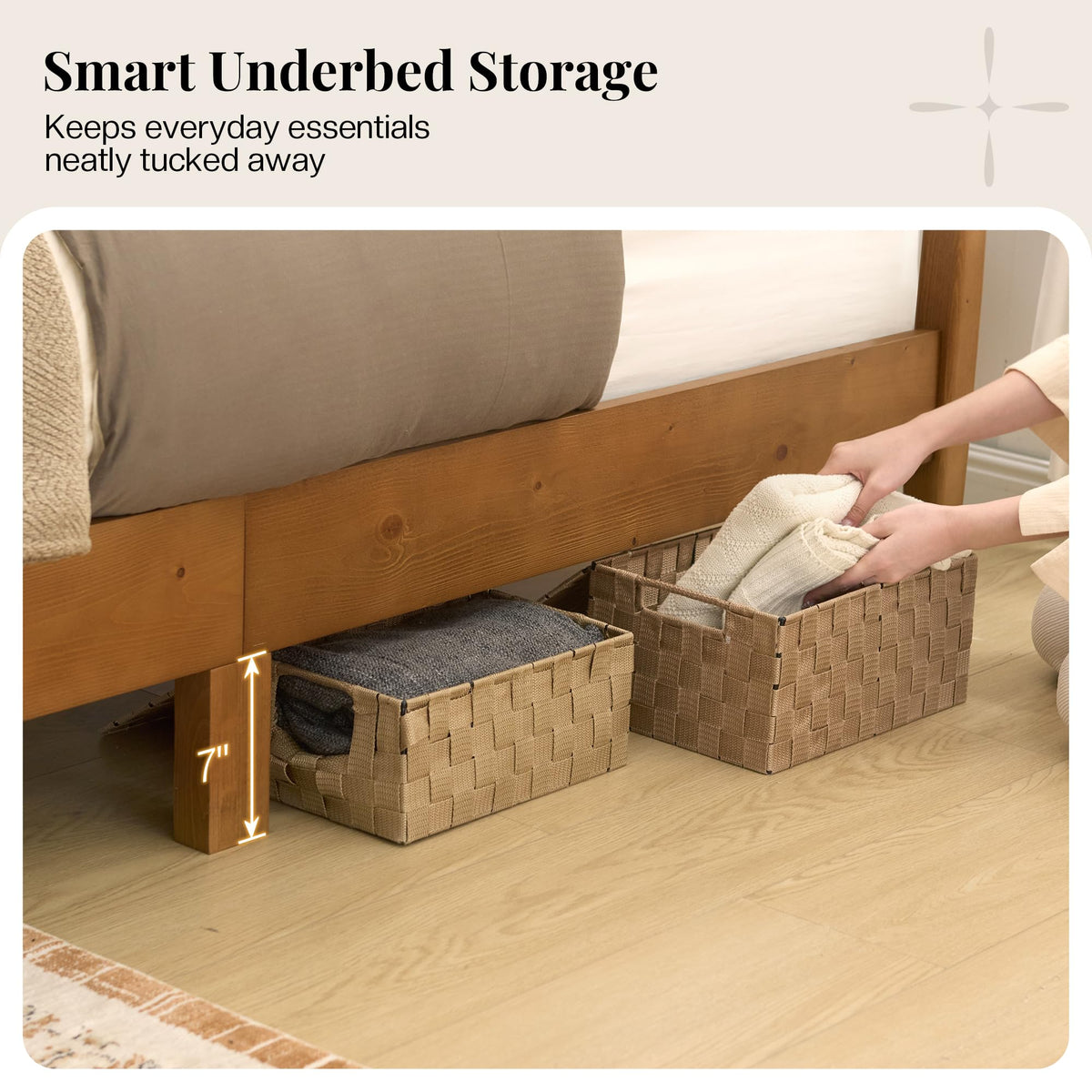 Solid Wood California King Size Bed Frame with Upholstered Headboard & Footboard S4121