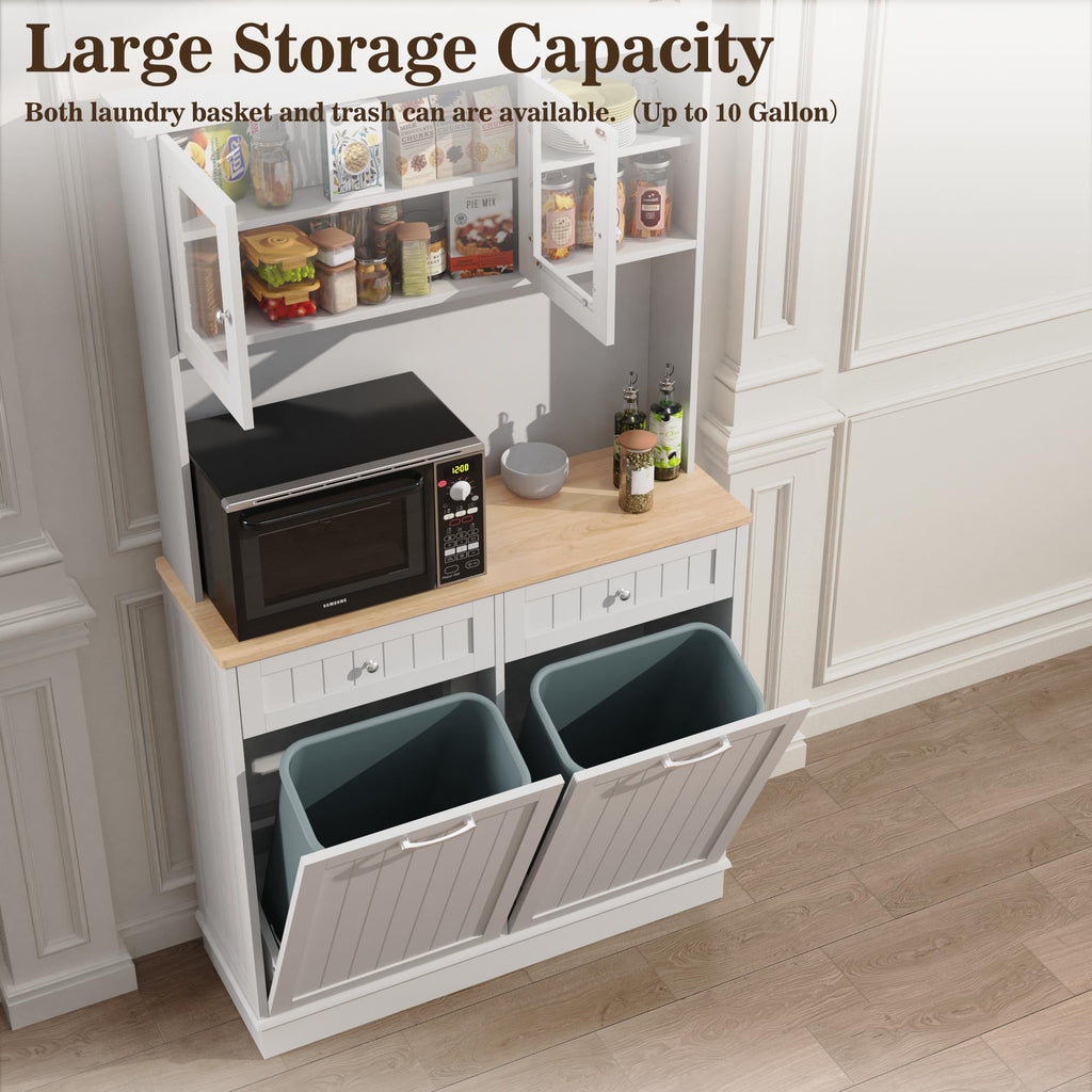 White Tilt Out Trash Can Cabinet Q3469