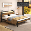 King Size Bed Frame with Storage Headboard ＆ LED Light R85029