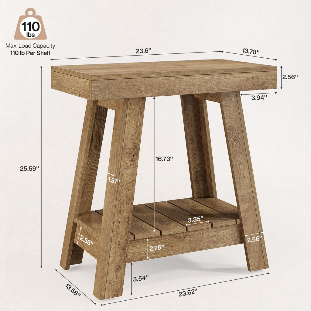 2-Tier Wooden End Table with Storage E975