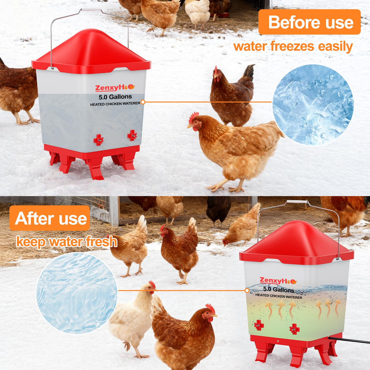 5.0 Gal Heated Chicken Waterer Bucket H5211
