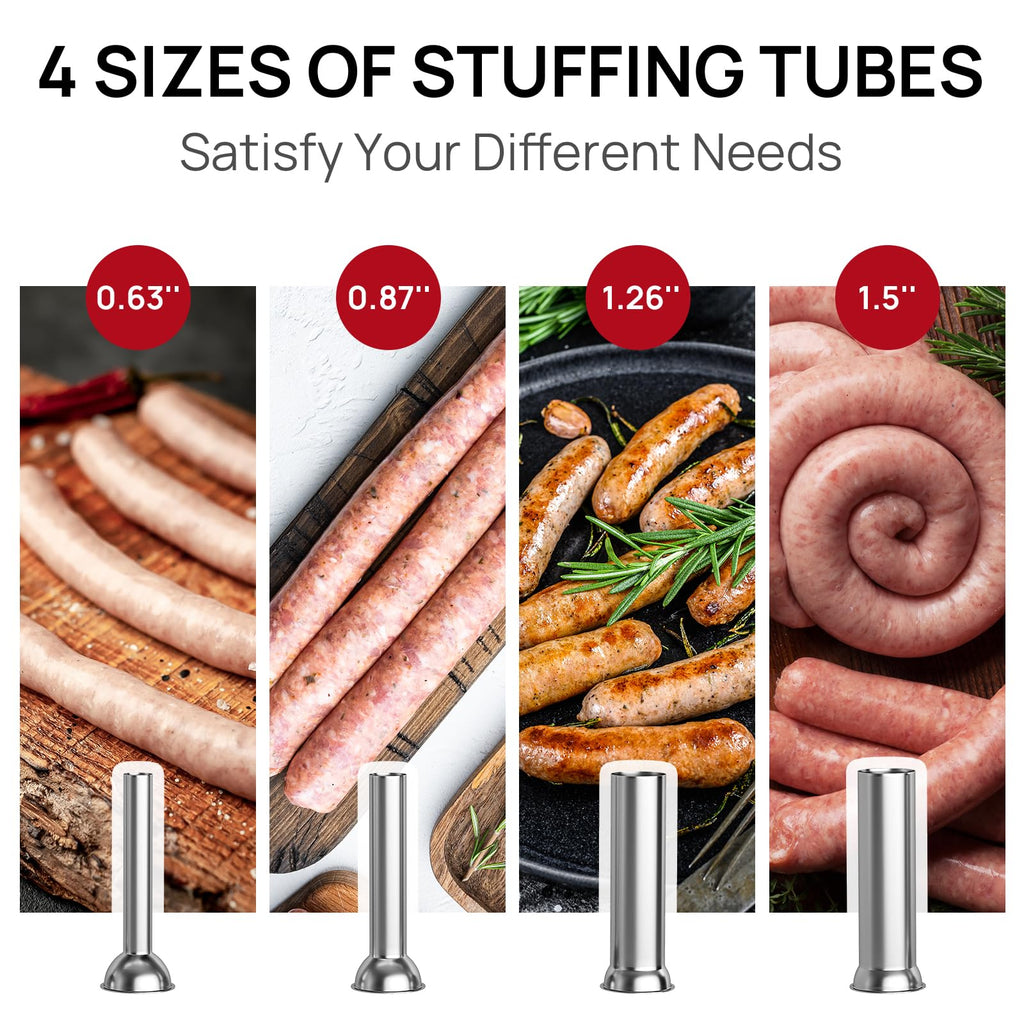 7L Stainless Steel Vertical Sausage Stuffer with 4 Stuffing Tubes L577611