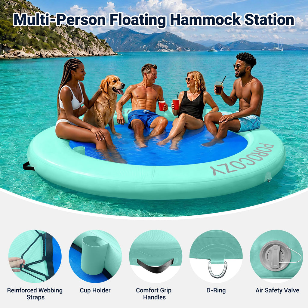 Inflatable Water Hammock with Cup Holders O9083