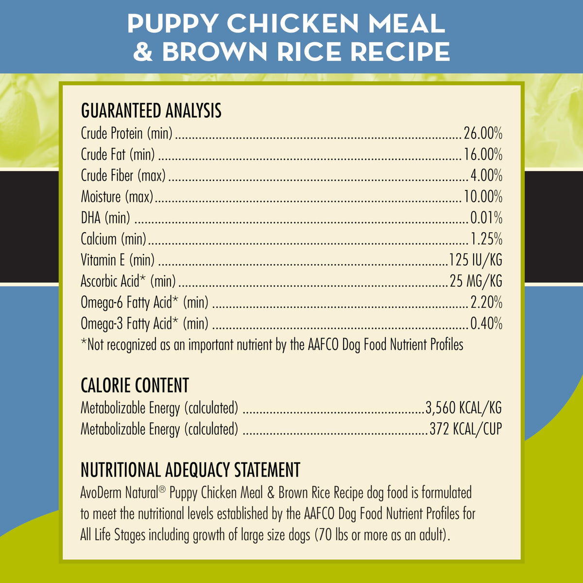 Natural Chicken Meal & Brown Rice Dry Puppy Food 15 lb I42302