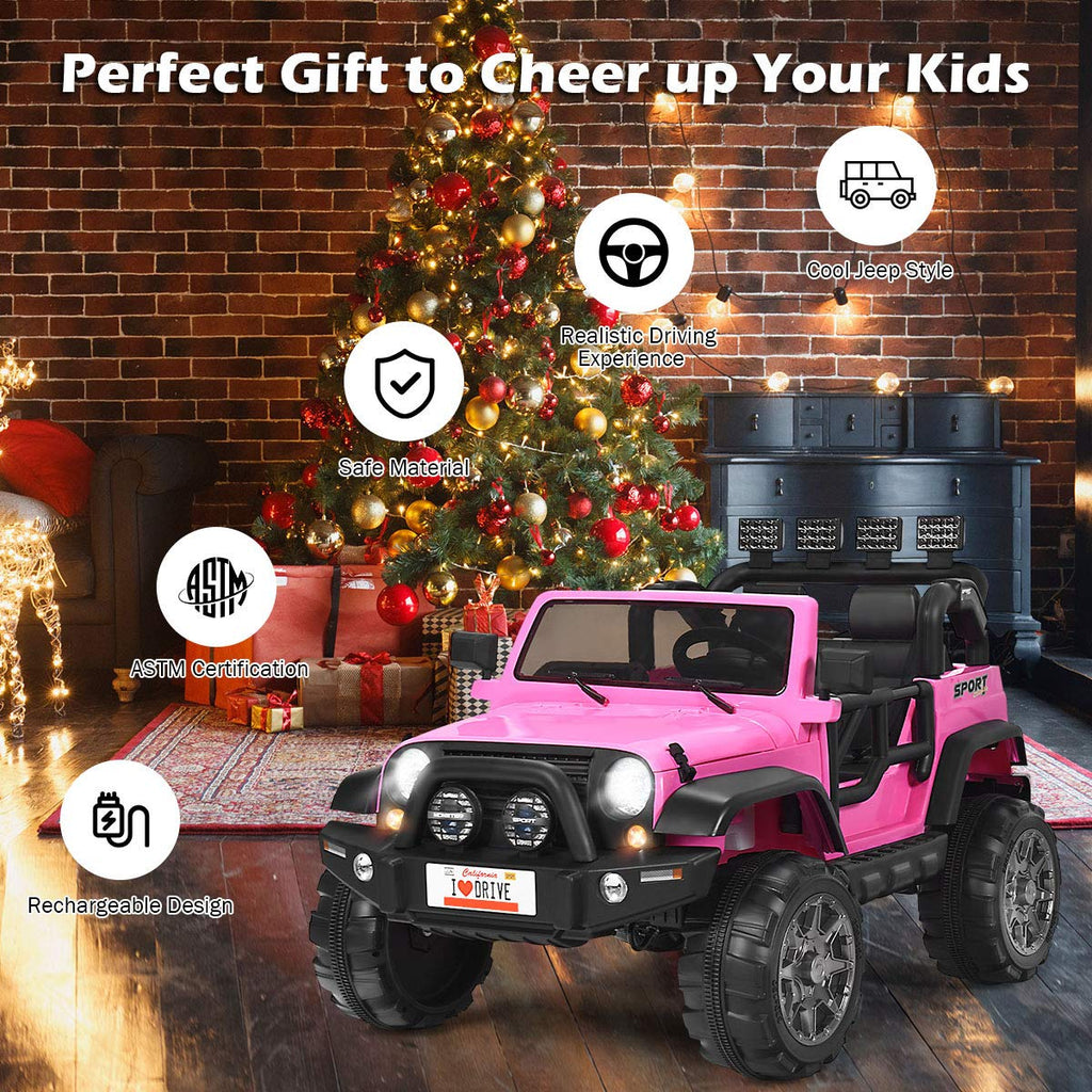 12V Battery Powered Ride on Truck with Remote Control, Pink L3076